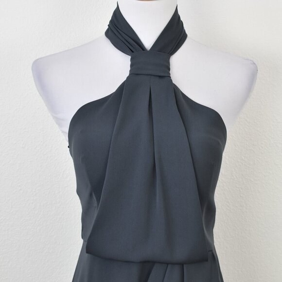 Shona Joy Core Knot Draped Halter Dress Gray - 6 - Picture 2 of 11